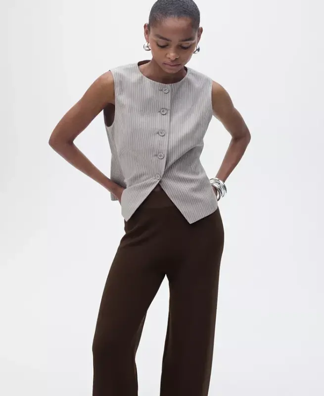 Women's Straight Knitted Pants-Chocolate - 5