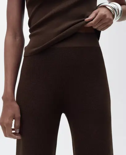 Women's Straight Knitted Pants-Chocolate - 6