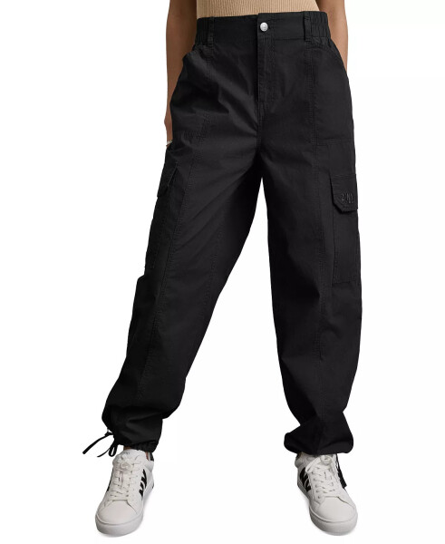 Women's Straight-Leg High-Waist Adjustable-Cuff Cargo Pants Blk - Black - 4