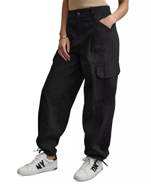 Women's Straight-Leg High-Waist Adjustable-Cuff Cargo Pants Blk - Black - 6