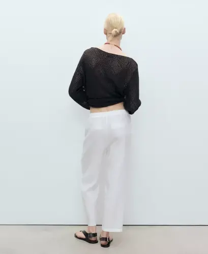 Women's Straight Linen-Blend Pants - 2