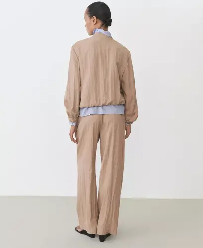 Women's Straight Lyocell Texture Pants - MANGO (1)