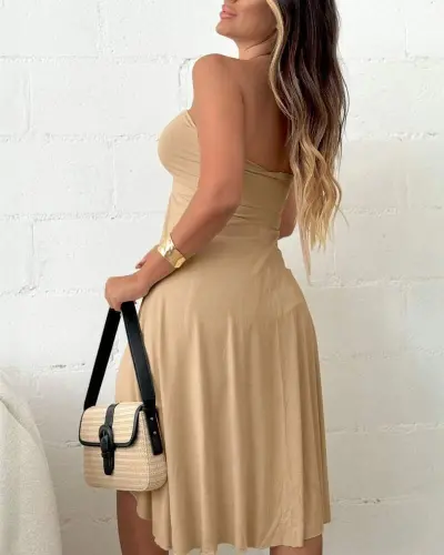 Women's Strapless Halter Midi Blouse - BÜYÜKBEDENIZ (1)