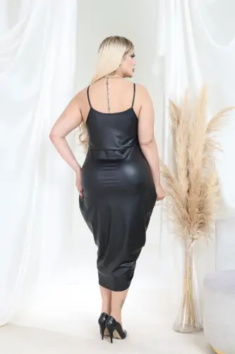 Women's Strapless Leather Plus Size Dress, Lycra Thin Leather Design Dress - JESSE STORY (1)