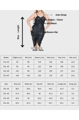 Women's Strapless Leather Plus Size Dress, Lycra Thin Leather Design Dress - 7