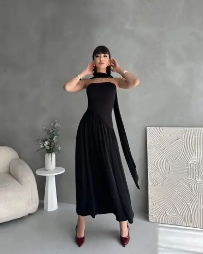 Women's Strapless Maxi Pencil Dress - 3