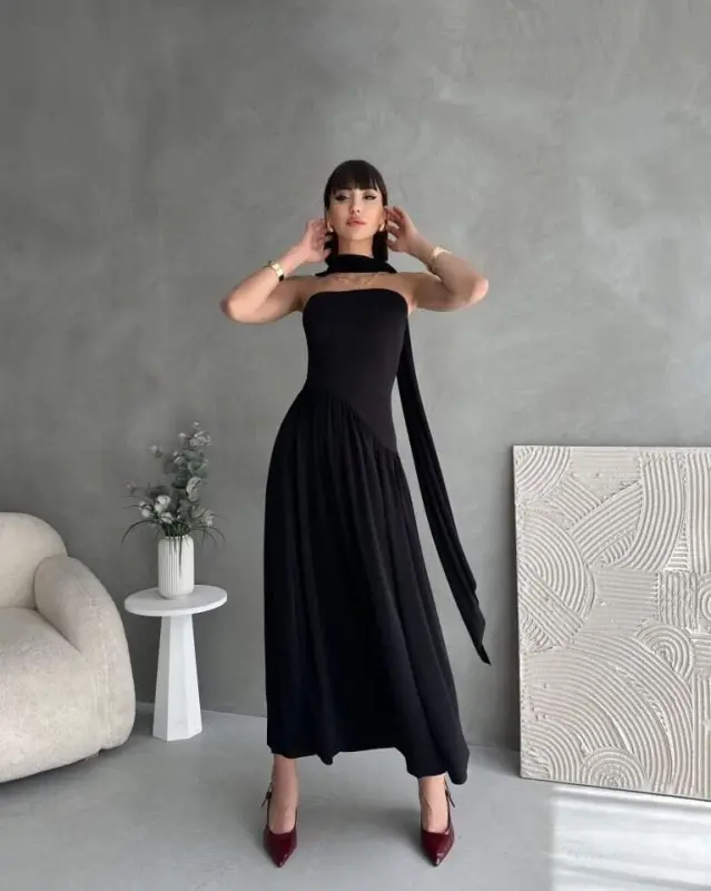 Women's Strapless Maxi Pencil Dress - 3