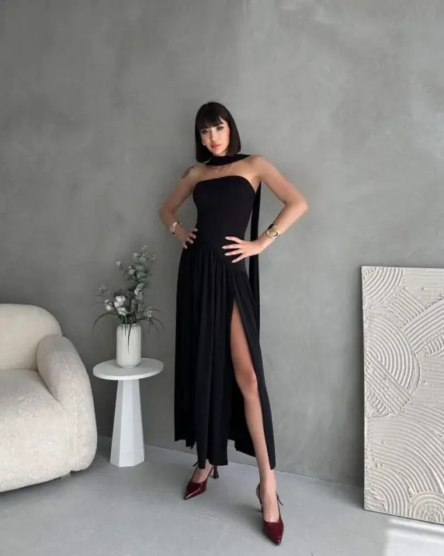 Women's Strapless Maxi Pencil Dress - 4