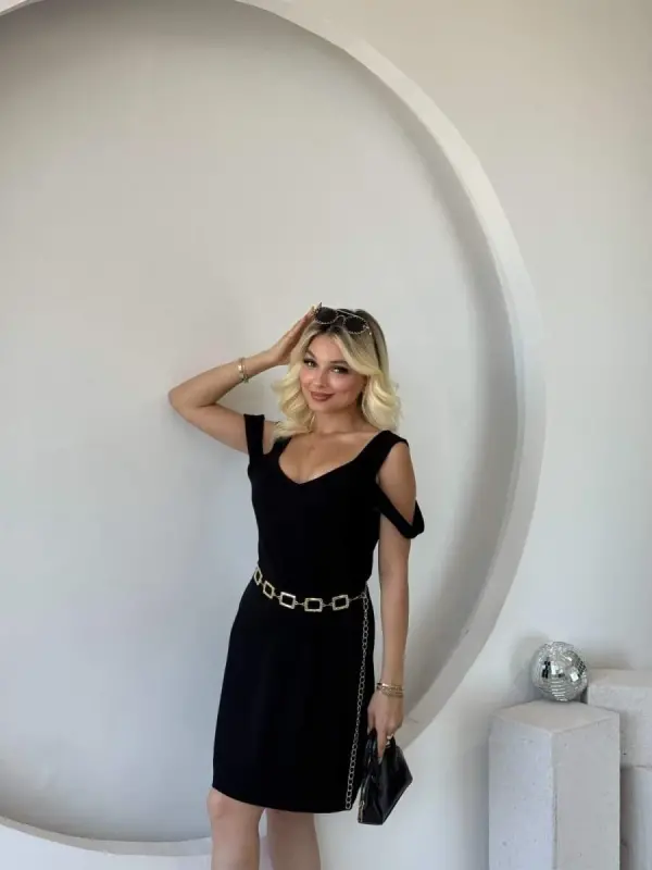 Women's Strappy Cold Shoulder Detailed Modal Dress - 1