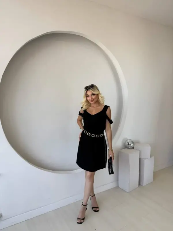 Women's Strappy Cold Shoulder Detailed Modal Dress - 2