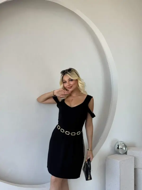 Women's Strappy Cold Shoulder Detailed Modal Dress - 6