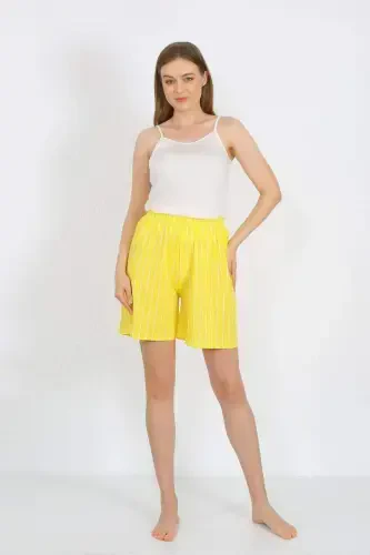 Women's Strappy Cotton Knit Shorts Set Yellow 3620 - 3