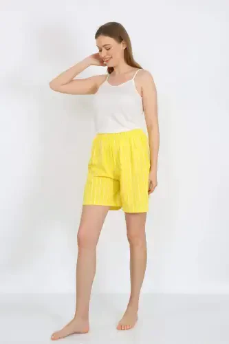 Women's Strappy Cotton Knit Shorts Set Yellow 3620 - 5