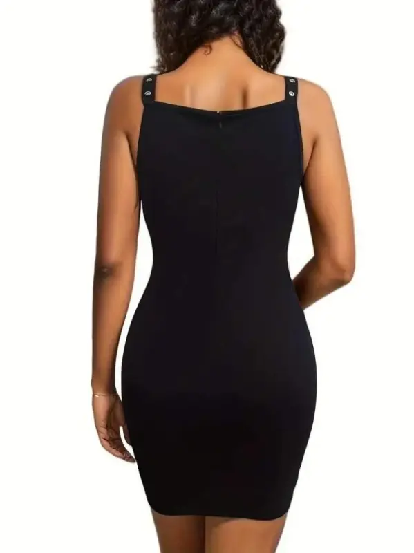 Women's Strappy Deep V Neck Birdseye Detailed Shimmer Crepe Dress - 2