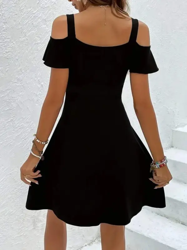 Women's Strappy Deep V Neck Viscose Dress - 2