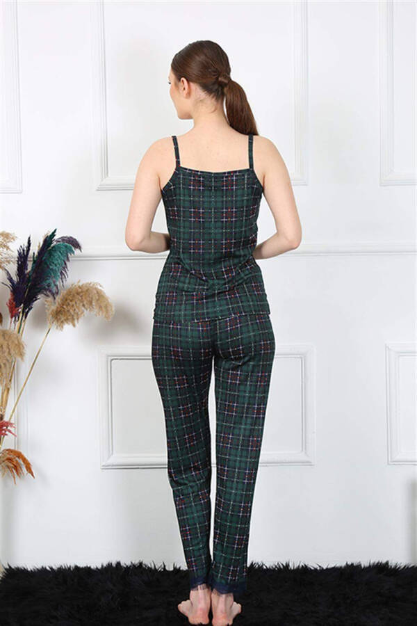 Women's Strappy Green Plaid Pajama Set 4135 - 4