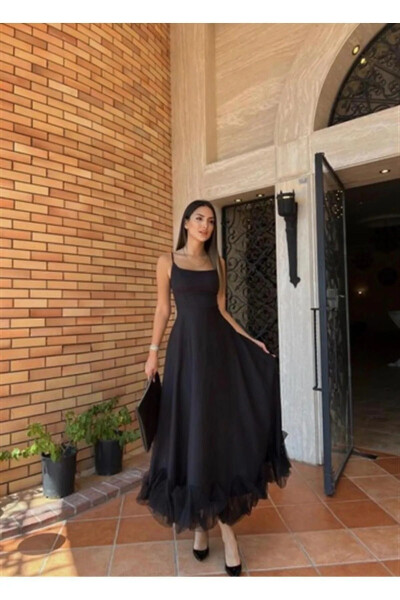WOMEN'S STRAPPY MIDI FORMAL DRESS WITH TULLE DETAIL - LACASE