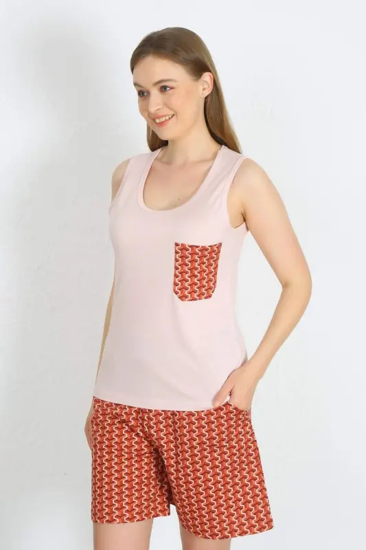 Women's Strappy Pocket Shorts Set Powder 3617 - 1