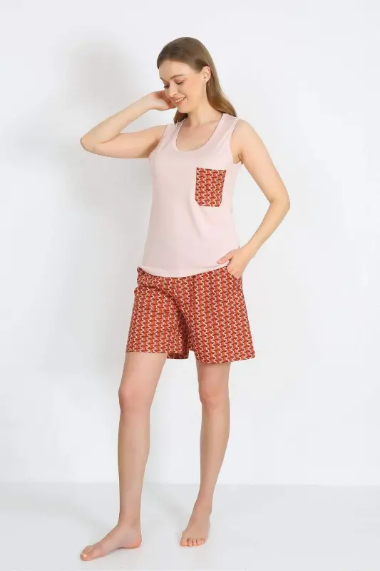 Women's Strappy Pocket Shorts Set Powder 3617 - 3