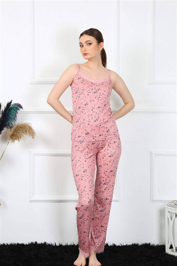 Women's Strappy Powder Pajama Set 4137 - 4