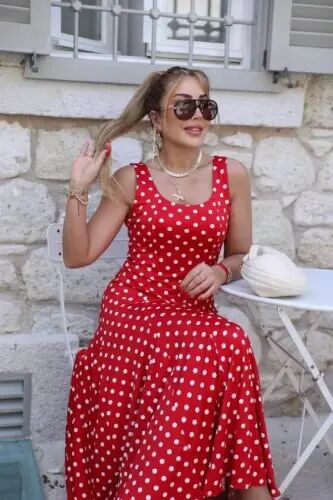 Women's Strappy Round Neck Long Single Jersey Dress - 4