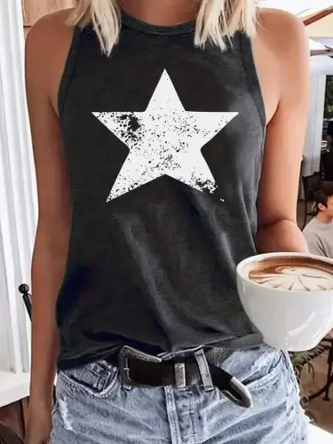 Women's Strappy Round Neck Star Patterned Süprem Blouse - 1