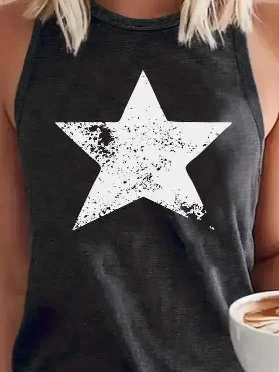 Women's Strappy Round Neck Star Patterned Süprem Blouse - 2