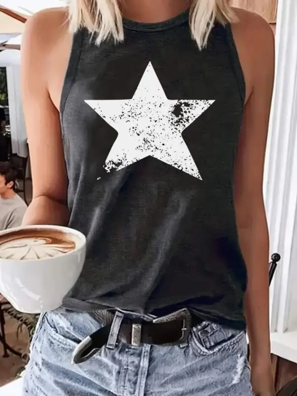Women's Strappy Round Neck Star Patterned Süprem Blouse - 3