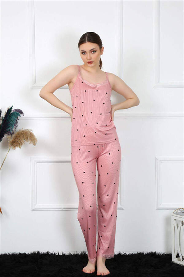 Women's Strappy Salmon Pajama Set 4138 - 1