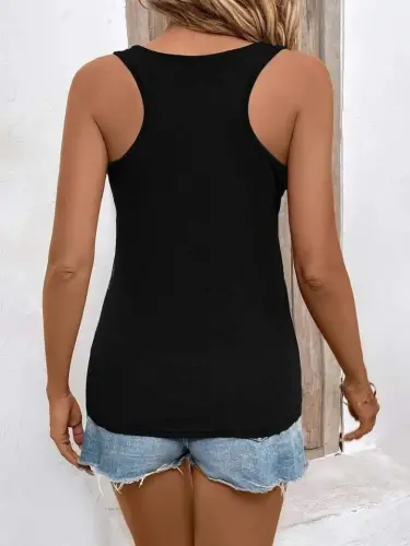 Women's Strappy Scoop Neck Heart Print Viscose Blouse - 3