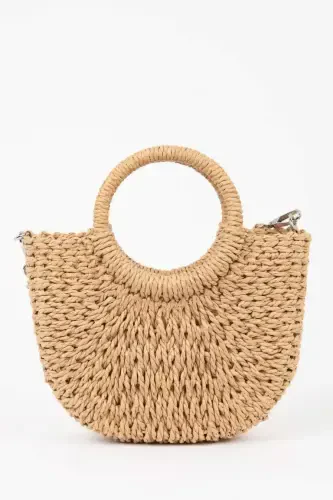 Women's Straw Handbag - Light Sand - 4