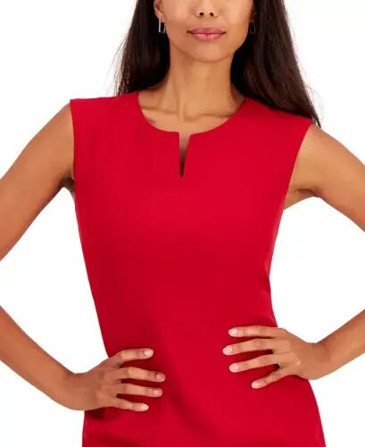 Women's Stretch Crepe Sleeveless Sheath Dress - Fire Red - Kasper (1)