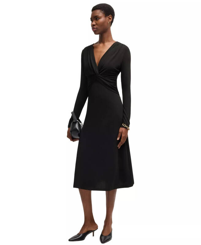 Women's Stretch Crepe Twist-Front Dress - 4