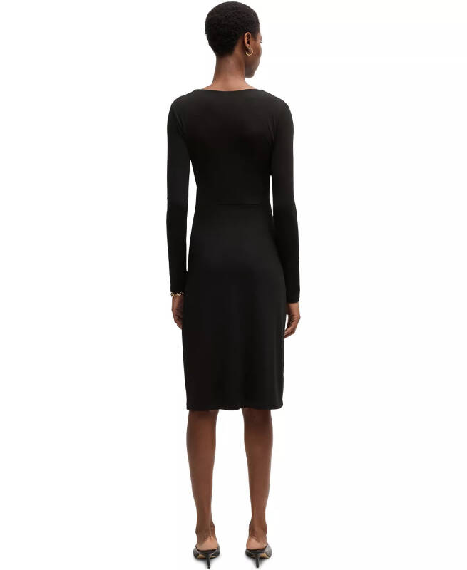 Women's Stretch Crepe Wrap-Front Dress - 3