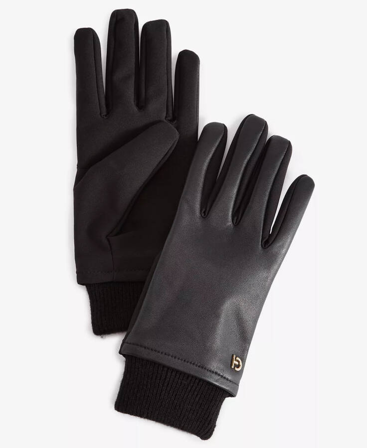 Women's Stretch-Palm Leather Gloves Caviar - 1