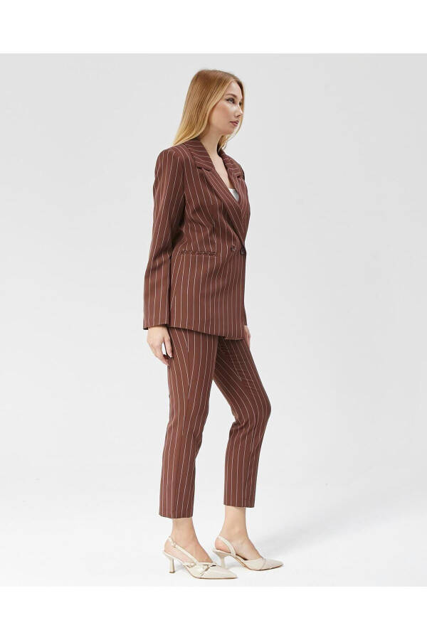 Women's Striped Classic Trend Jacket COFFEE - 2