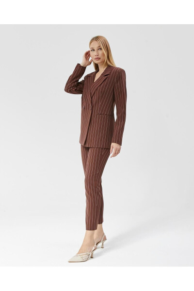 Women's Striped Classic Trend Jacket COFFEE - 3