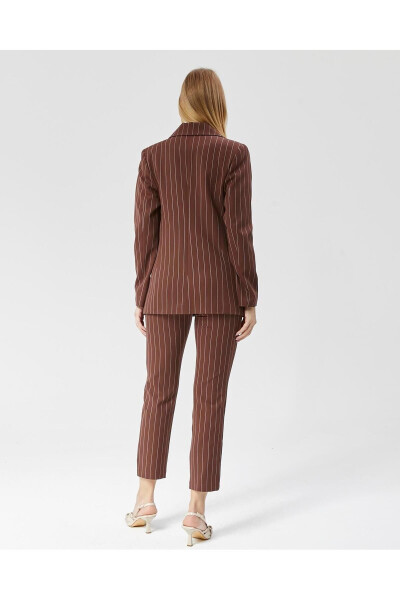 Women's Striped Classic Trend Jacket COFFEE - 4