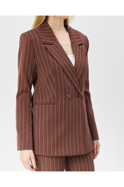 Women's Striped Classic Trend Jacket COFFEE - 6