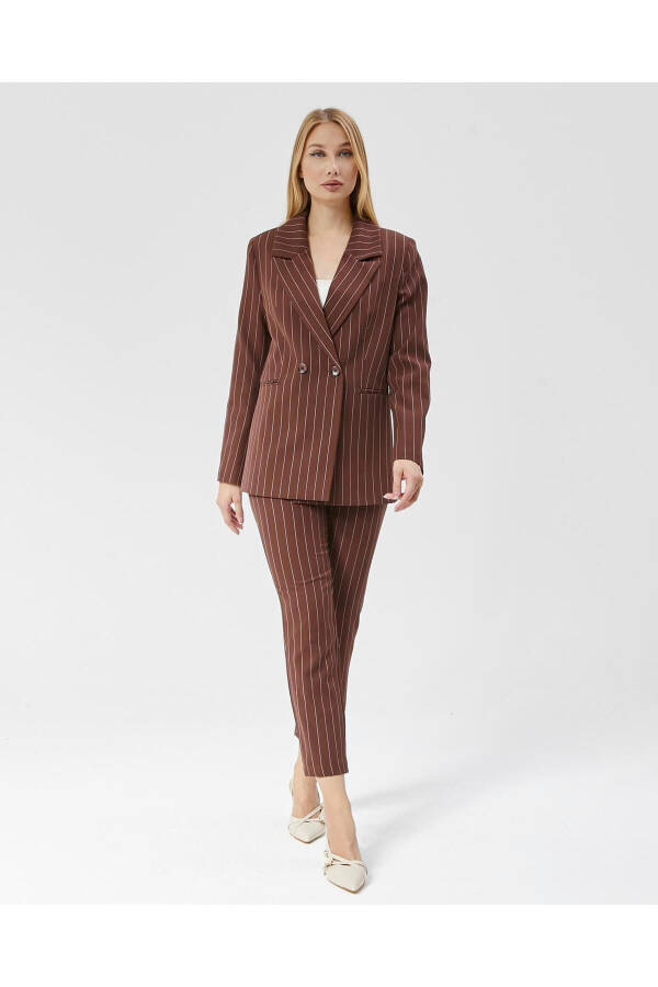 Women's Striped Classic Trend Jacket COFFEE - 8