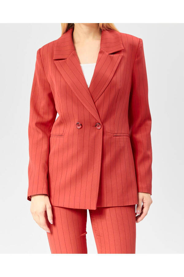 Women's Striped Classic Trend Jacket RED - 7