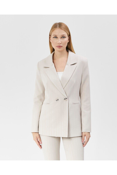 Women's Striped Classic Trendy Jacket BEIGE - 1