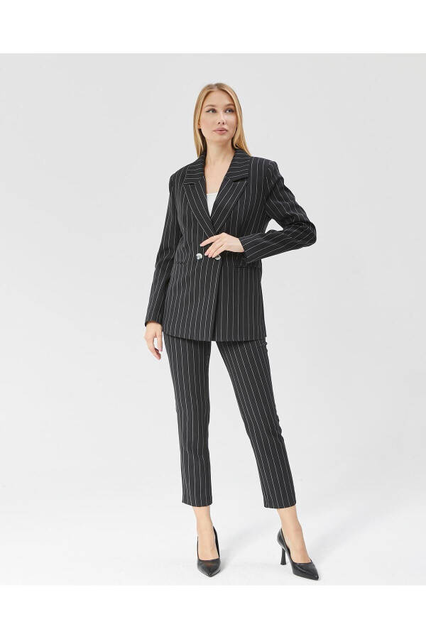 Women's Striped Classic Trendy Jacket BLACK - 2