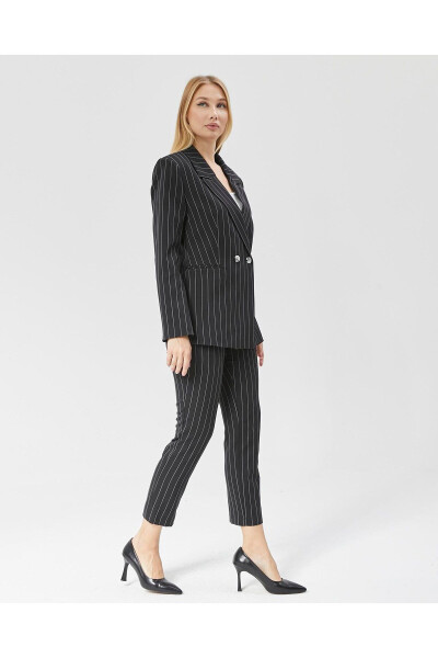 Women's Striped Classic Trendy Jacket BLACK - 3