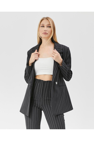 Women's Striped Classic Trendy Jacket BLACK - 6