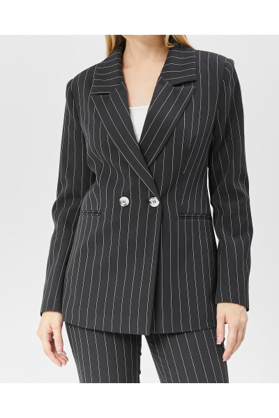 Women's Striped Classic Trendy Jacket BLACK - 7