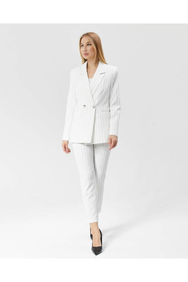 Women's Striped Classic Trendy Jacket WHITE - 2