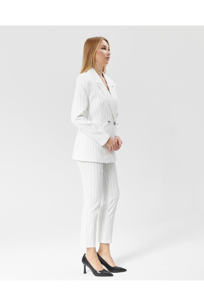 Women's Striped Classic Trendy Jacket WHITE - 3