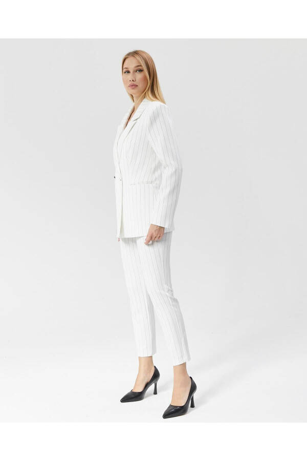 Women's Striped Classic Trendy Jacket WHITE - 4