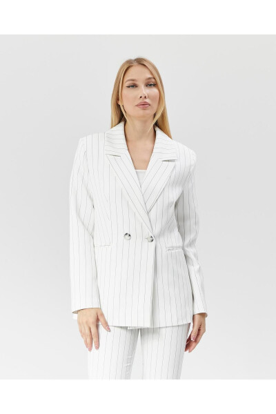 Women's Striped Classic Trendy Jacket WHITE - 6